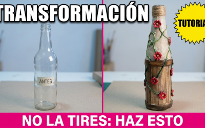 Cómo Decorar una Botella Rústica con Efecto Madera y Reciclaje