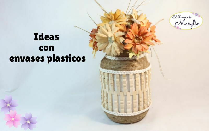 florero con envase de plastico