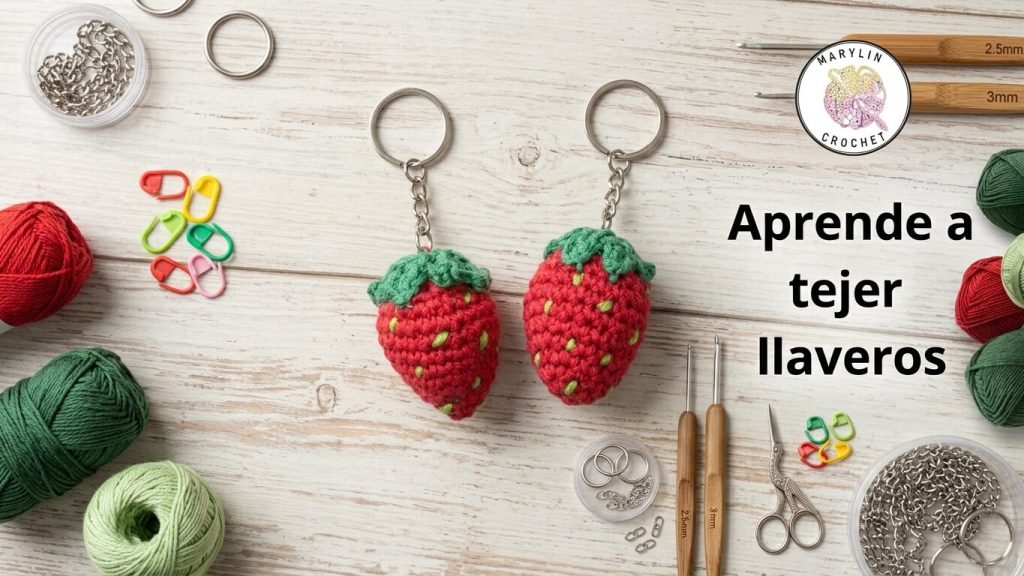 Llavero fresa a crochet